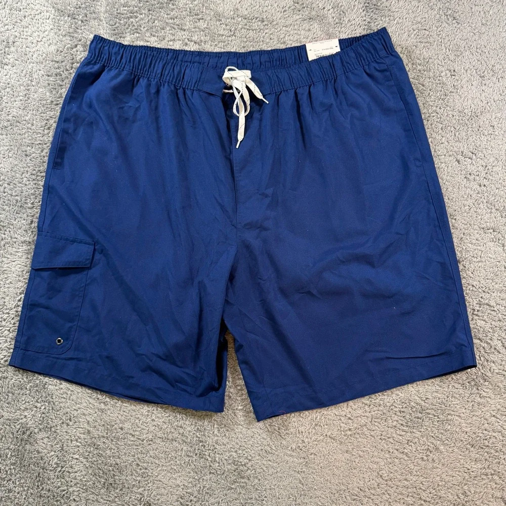 St John's Bay Mens Swim Shorts 4XLT Blue Cargo Pocket 11 Inseam UPF 50+ NEW